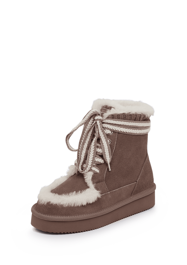 Comfy Lace-Up Boot Suede - Mocha