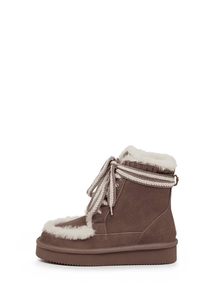 Comfy Lace-Up Boot Suede - Mocha
