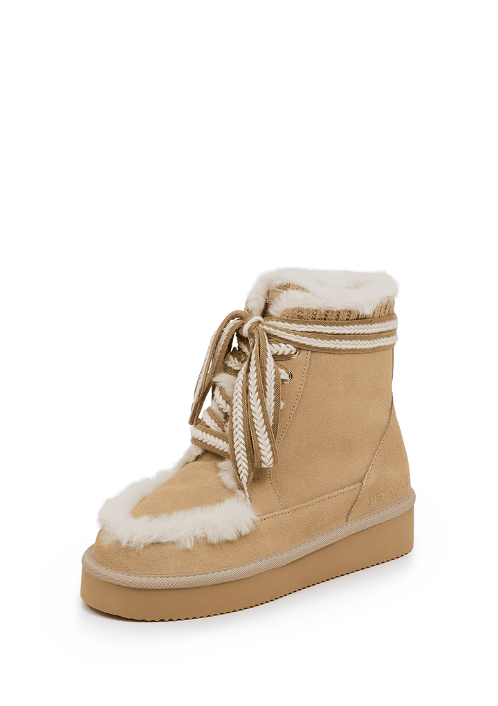 Comfy Lace-Up Boot Suede - Sand