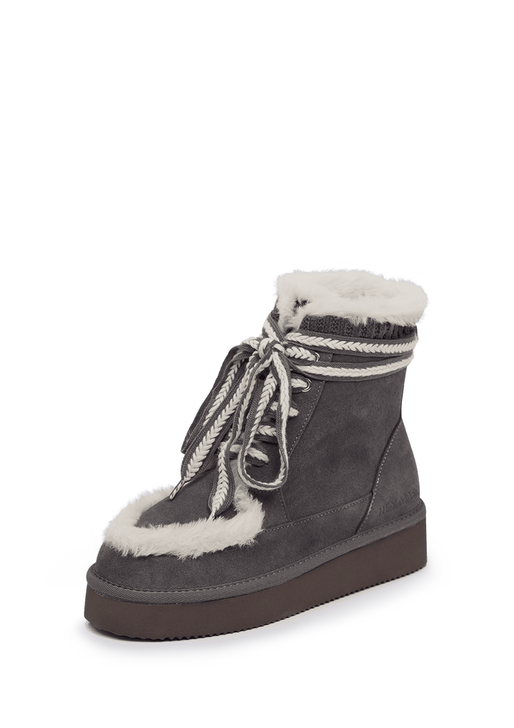 Comfy Lace-Up Boot Suede - Grey