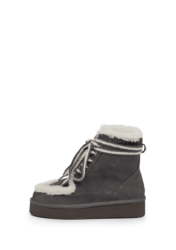 Comfy Lace-Up Boot Suede - Grey